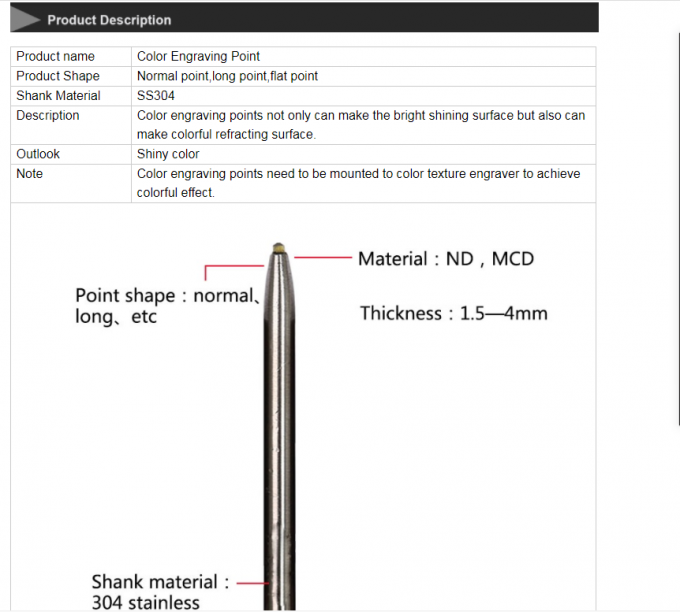 SS304 shank Diamond Engraving Bit For Making Rainbow Lines 0